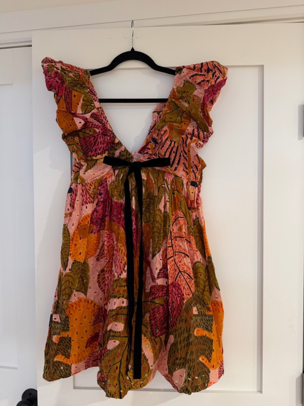 O.P.T Tropical Leaf Print Babydoll Dress